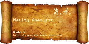 Matity Ametiszt névjegykártya